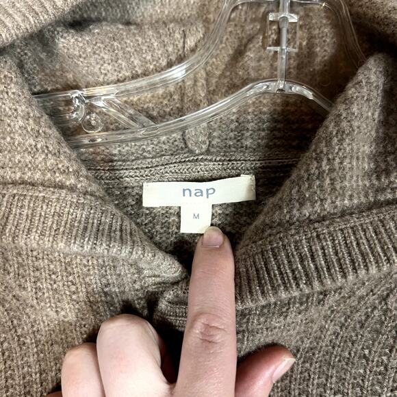 Nap 100% Cashmere Sweater Hoodie Women's M Brown Pullover Long Sleeve Comfy - Picture 3 of 10